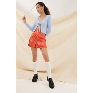 Urban Outfitters Archive Orange Satin Pleated Mini Skirt XS Side Buckle Y2k